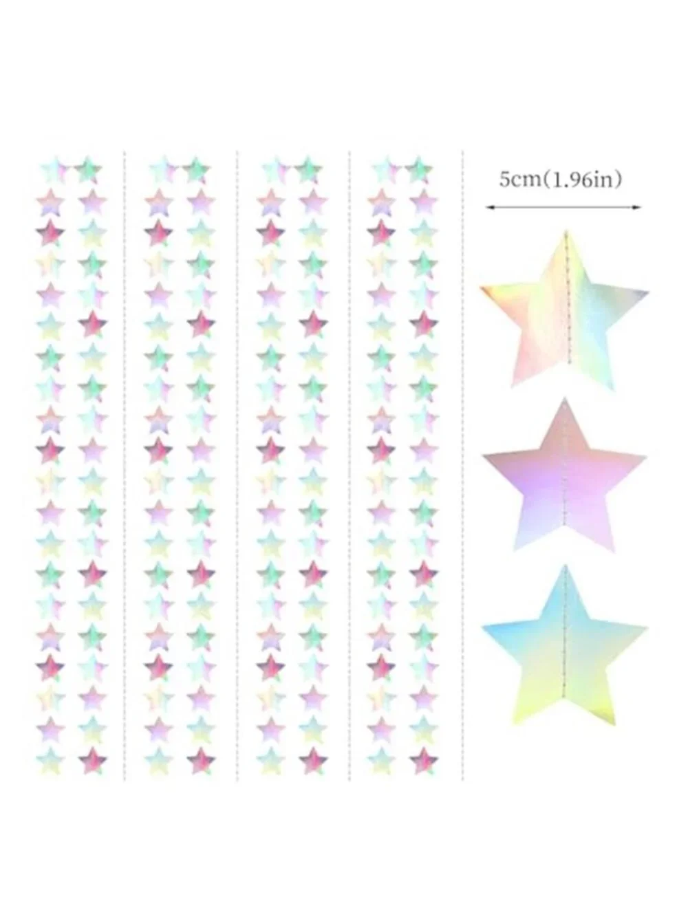 Iridescent Star Garland 62ft Holographic Party Streamer Wedding Birthday